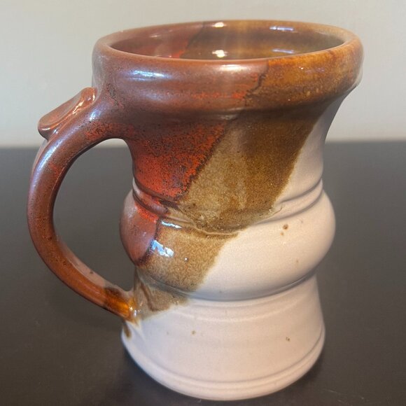 Handcrafted Hand-Thrown Artist Signed Studio Pottery Mug Earthy Metallic Glaze - Picture 9 of 16